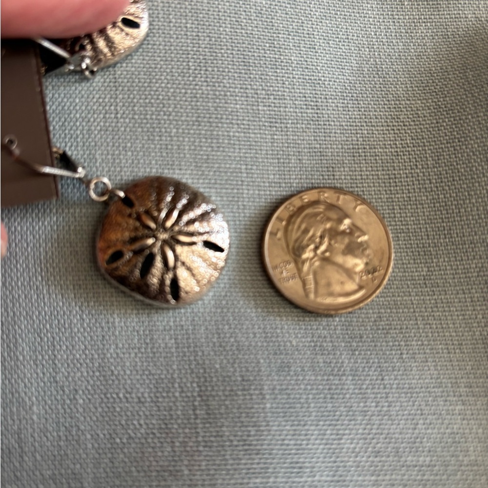 J. Jill Silver Tone Sand Dollar Earrings - Picture 2 of 4